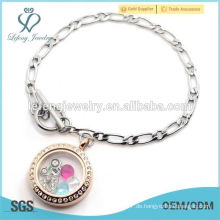 Art und Weise rostfreier Stahl magnetischer Togglehaken flache silberne Kette rosafarbene Goldcharme locket Armbandschmucksachen